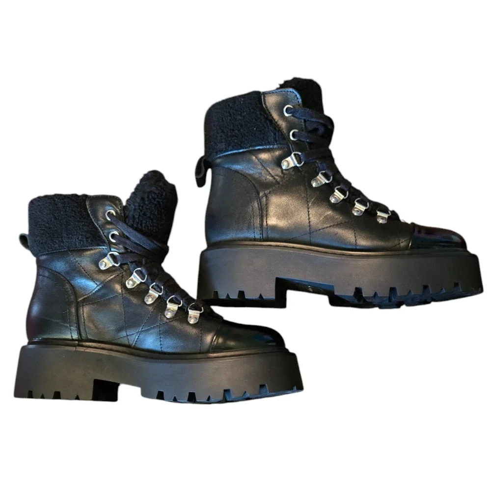 Steve Madden Reyen Leather Boots Size 6.5 - Picture 3 of 5